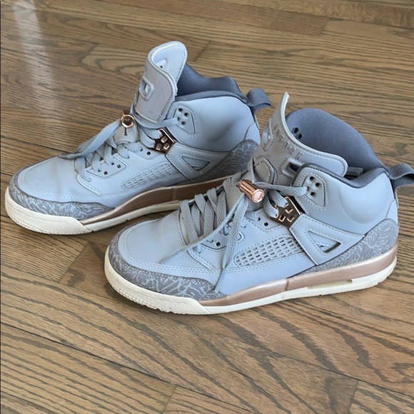 grey and gold jordans